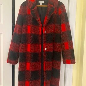 Rachel Zoe black and red plaid Teddy jacket